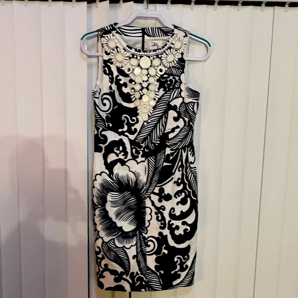 Black and white Milly dress with beaded detail size 4